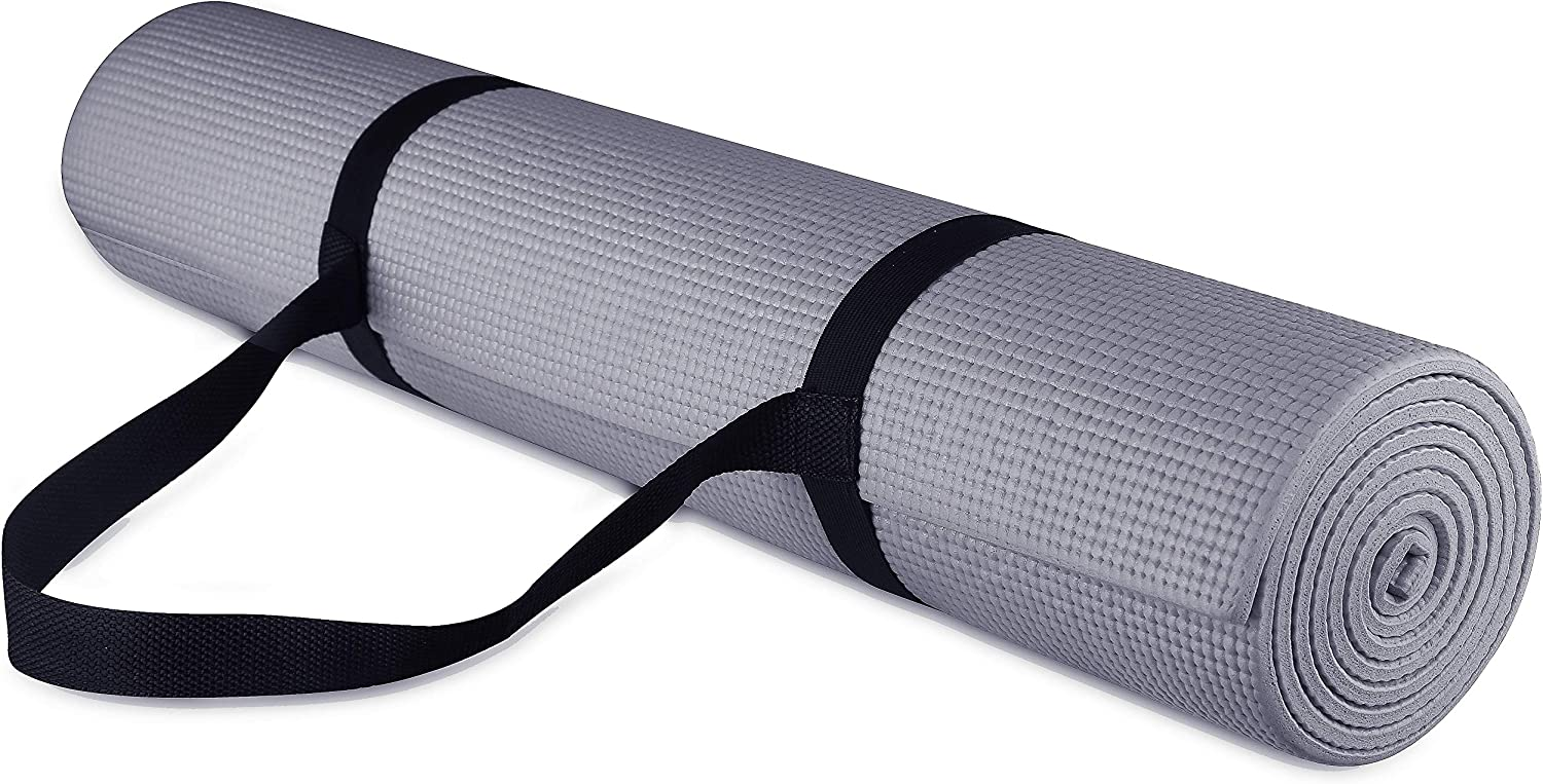 BalanceFrom All Purpose 1/4-Inch High Density Anti-Tear Exercise Yoga Mat with Carrying Strap and Yoga Blocks