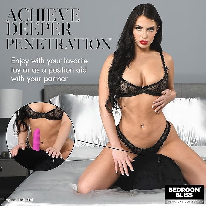 Bedroom Bliss Love Toy Cushion for Men, Women & Couples. Great for Sexual Positioning & Deep Penetration, Saddle-Style Mount with Toy Pocket. High-Density Foam. Easy to Clean Covers. 1 Piece, Black